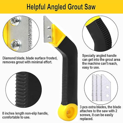 25pcs Grout Removal Tool, Caulking Removal Tools Tile Grout Saw and Grout Hand Saw with 13 Pieces Extra Blades, Tile Joint Cleaning Tool, Caulking Edge Kit, Tile Caulk Finishing Tool