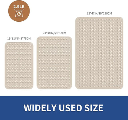 OTHWAY Large Shower Mat 34"x 23", TPE Non Slip Shower Mat for Walk in Shower Stall, Inside Shower Mats with Drain Holes Suction Cups, Anti-Slip for Elderly Kids (Apricot)