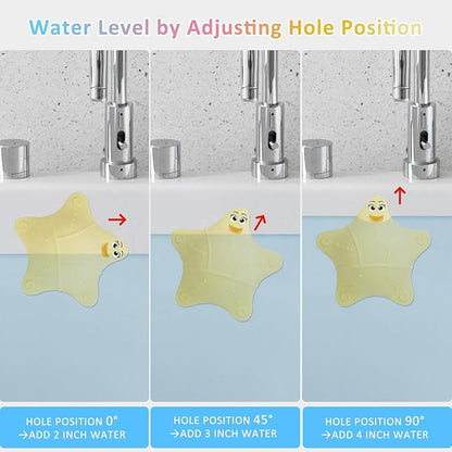 Bathtub Overflow Drain Cover, Silicone Tub Overflow Drain Cover, Soak Bathtub Drain Cover Stopper with Suction Cups, Cute Bathroom Spa Accessories Adds Inches of Water for Deeper Bath (Ivory)