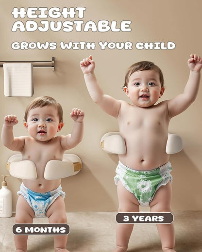 Adjustable Baby Bath Stand with Strong Suction Cups – Foldable Shower Support Seat for Babies 6 Months & Up, No-Drill ABS Plastic with Drain Holes, Safe & Stable Toddler Bath Helper