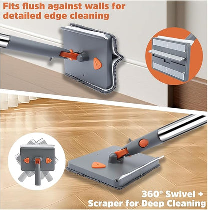 Wall Cleaner Mop with 94" Long Handle, 2-in-1 Triangle & Rectangle Head with Squeegee, 10 Washable Pads, Baseboard Cleaner Tool for Walls Scrubber, Ceilings, Windows, Glass, Fans, Doors, Corners