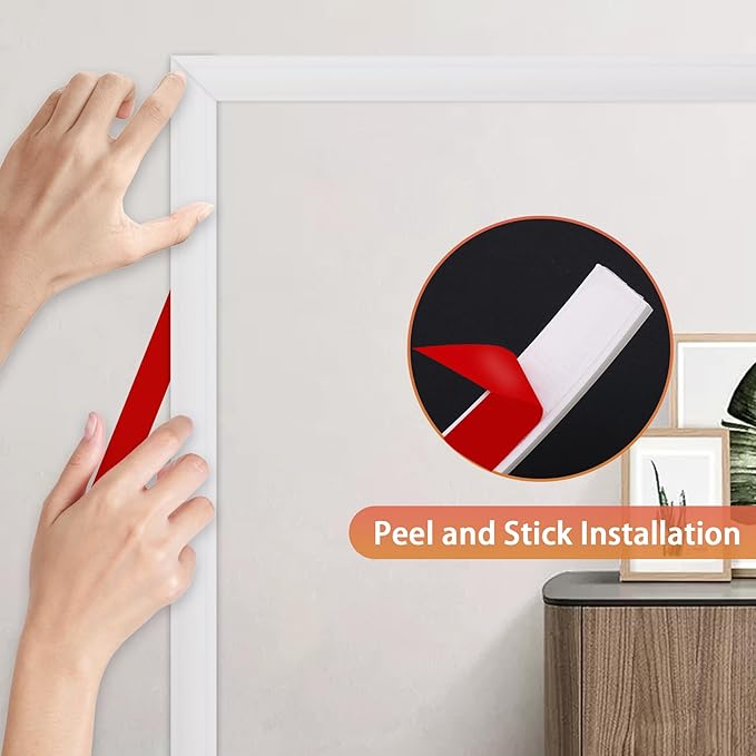 Peel and Stick Chair Rail Panel Molding, 240''L x 1.57''W Strong Self Adhesive TPE Wall Moulding Trim for Home DIY Decoration (Paintable White)