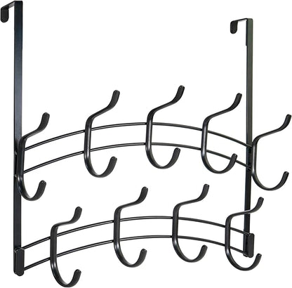 LYNK Professional® Home™ Over Door Hooks Rack - 18 Hook Over Door Hanger - Over Door Towel Rack - Hanging Towels or Clothes - Bathroom, Bedroom or Laundry Room - Lifetime Ltd. Warranty - Black