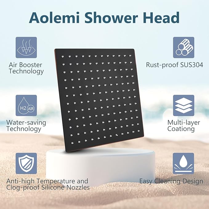Aolemi Shower Faucet Set, High Pressure Shower System with 2-in-1 Handheld Sprayer, Wall Mount Fixture Combo with Rough-in Valve, 12 Inch Shower Head, Oil Rubbed Bronze