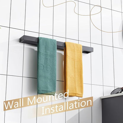 KOKOSIRI Towel Bar Matte Black Bath Towel Holder 24-Inch Kitchen Rack Stainless Steel for Bathroom Hardware Wall Mounted, 1 Pack B4008BK-L24