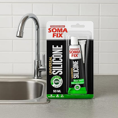 Silicone Caulk - Squeeze Tube Silicone Sealant for Wood, Kitchen, Bathroom, Sink, and Windows - Multi-Purpose & Waterproof (Black)