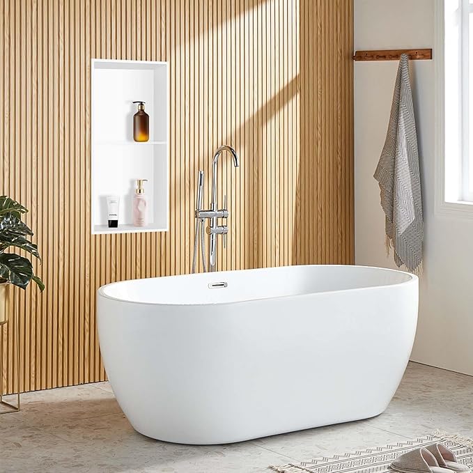 24" X 12" Stainless Steel Shower Niche Insert Tile Ready, Niche for Shower Wall, 2-Tier Recessed Shelves No Tile Needed for Bathroom Storage, White