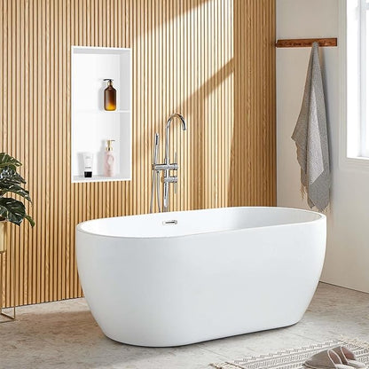 24" X 12" Stainless Steel Shower Niche Insert Tile Ready, Niche for Shower Wall, 2-Tier Recessed Shelves No Tile Needed for Bathroom Storage, White