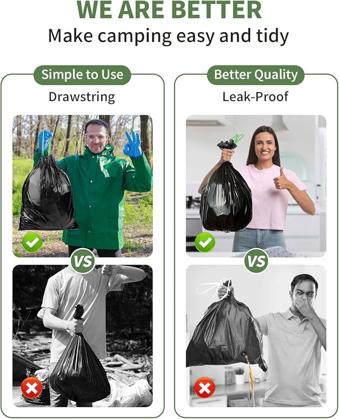 Camping Toilet Bags Poo Gel Set, 25 Count Portable Toilet Bags with 15 Count Camping Toilet Gel, 8 Gallon Composting Toilet for Portable Outdoor Hiking