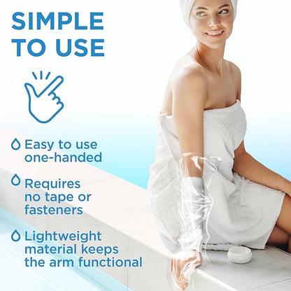 100% Waterproof Cast Covers for Shower Arm - Tight Seal - 3pk Adult Reusable Cast Protectors - Half Arm Bag Sleeves
