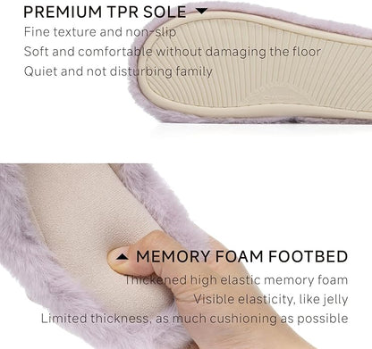 Chantomoo Womens Slippers Memory Foam Fuzzy Cross Band Faux Fur Slippers for Women Gift