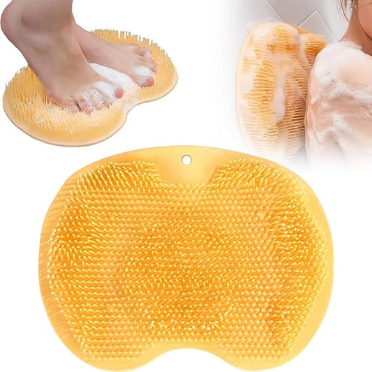 Shower Foot Scrubber Mat with Non-Slip Suction Cups, Exfoliating Foot and Back Washer Pad for Bathtub and Shower Floor (Yellow)