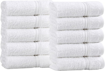 Superior Egyptian Cotton 10-Piece Face Towel Set , Small Towels For Facial, Spa, Quick Dry, Absorbent Towels, Bathroom Accessories, Guest Bath, Home Essentials, Washcloth, Airbnb, White
