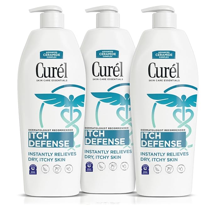 Curel Itch Defense Lotion for Sensitive and Dry Skin, Hand and Body Lotion that Helps Prevent Flare-Ups, Soothes Itchy Skin, Ceramide Moisturizer, Body Care, Bulk, 13 Oz (Pack of 3)