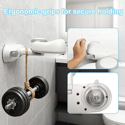 Baby Shower Stand, No-Drill Bath Support with Strong Suction Cups, Adjustable Foldable Baby Bath Helper for Toddler Standing Assist, Ideal Gift for Infants 6-36 Months