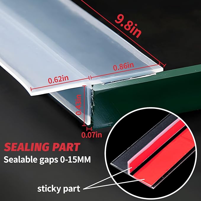 9.8Ft T-Shaped Clear Weather Stripping Door Seal, Door Draft Stopper Silicone Seal Strip, Weather Stripping for Shower Glass Gaps