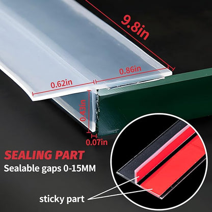 9.8Ft T-Shaped Clear Weather Stripping Door Seal, Door Draft Stopper Silicone Seal Strip, Weather Stripping for Shower Glass Gaps