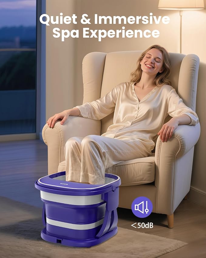 Puboo Collapsible Foot Spa Bath Massager with Heat, 95-115°F Precise Temp Control, Motorized Massage Rollers, Heated Foot Bath Soak Tub, Fits US Men’s Size 11, Gift for Christmas, New Year