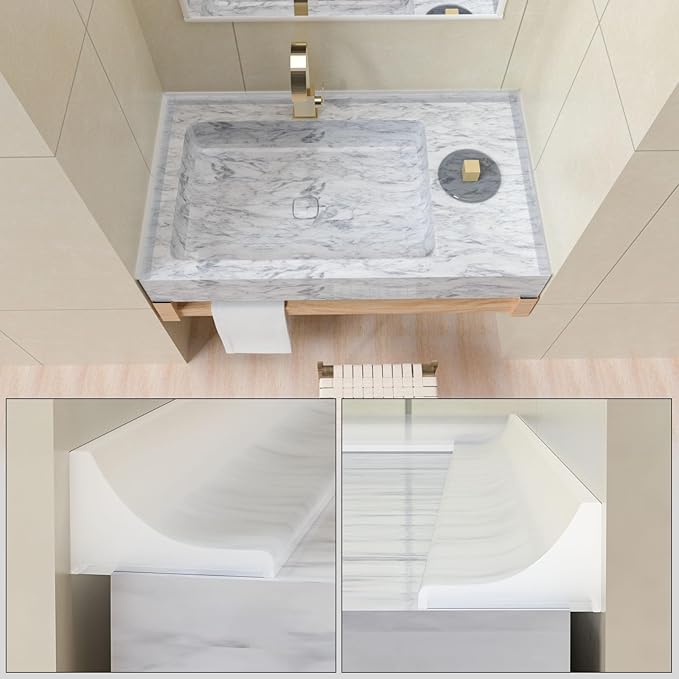 98Inch Collapsible Shower Threshold Water Dam Barrier, Self Adhesive Silicone Waterproof Shower Barrier Water Strip Dam for The Gap Between the Shower Kitchen Countertop Sink and Cooktop