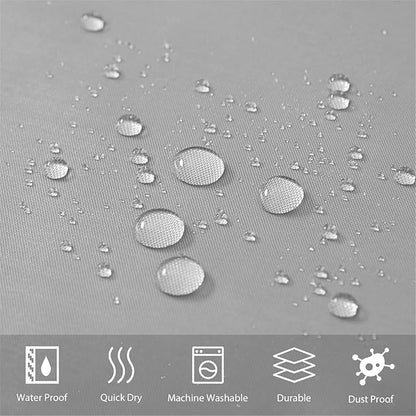 Furlinic No Hook Extra Wide Shower Curtain,Polyester Fabric Shower Curtain Liner with 14 Plastic Split Grommets,Hotel Style Machine Washable & Waterproof Curtains for Bathroom,Light Grey 108x72 Inch