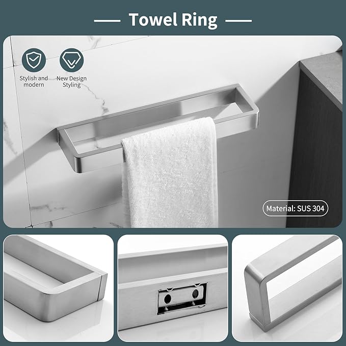 YACVCL 4-Piece Bathroom Hardware Set Brushed Nickel Towel Bar Set Premium Stainless Steel Bath Towel Holder Sets Towel Racks Wall Mounted