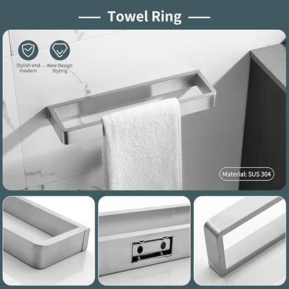 YACVCL 4-Piece Bathroom Hardware Set Brushed Nickel Towel Bar Set Premium Stainless Steel Bath Towel Holder Sets Towel Racks Wall Mounted