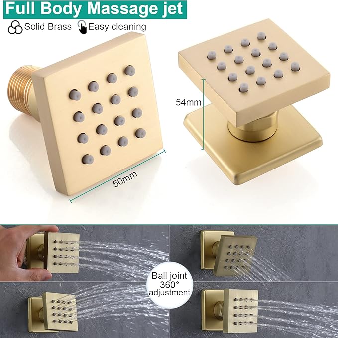 Rain Shower System, 16 Inch Ceiling Mounted Shower Faucet, Shower Combo Set with Rain Shower, Handheld Shower Head, 6 Massage Body Sprays and Pressure Balance Valve Kit