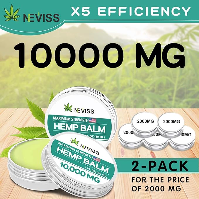 NEVISS (2 Pack) Organic Hémp Balm 10000 MG - 2 Fl Oz