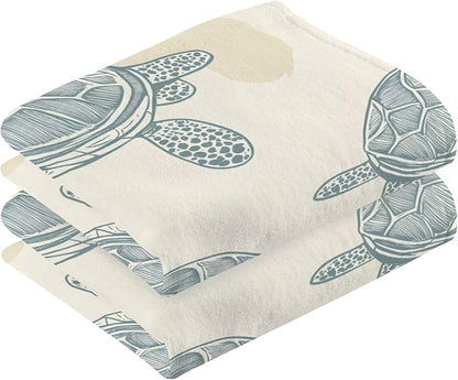 Sea Turtles Style Hand Towels for Bathroom Set of 2 Cotton Face Towel Soft Absorbent Bath Towels for Hotel Gym Spa Yoga Home Decorative, 16x28in