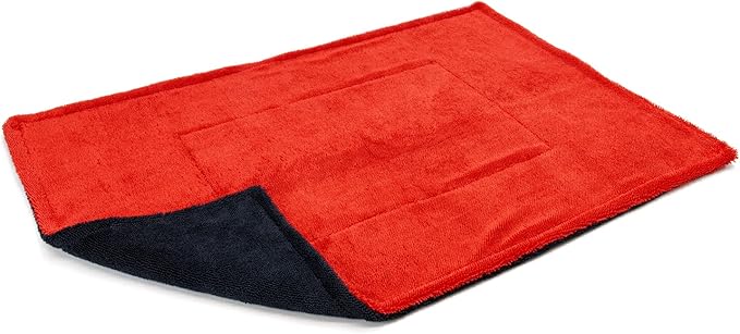 Autofiber Dreadnought Max Triple Layer Microfiber Car Drying Towel, Twist Pile and 1400GSM - Pack of 1, Red/Black (20 inch x 30 inch)