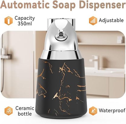 Adjustable Automatic Soap Dispenser Touchless, Ceramic Material，4 Adjustable Levels， Type-c Rechargeable Operated Sensor Liquid Soap Pump，Touch-Free Hand Sanitizer Dispenser