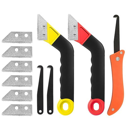11 Pack Grout Removal Tool Kit, 2 Tile Grout Saws with 6 Extra Blades + Bonus Hand Grout Saw & 2 Grout Cleaning Blades, Ideal for Tile Gap Cleaning and Repair