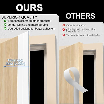 Heavy-Duty 2Inch (W) x 36FT(L) Door Weather Stripping, Extra Thick 2mm Door Draft Stopper Silicone Seal Strip, Draft Seal Tape for Doors Windows and Shower Glass Gap