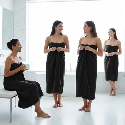 REDKISS Ultra Soft Bath Towels Set of 4-35 x 70 in Extra Large Coral Fleece Bath Towel, Highly Absorbent Plush Bathroom Towels for Adults, Quick Dry Towel Set for Spa, Gym, Travel, Black