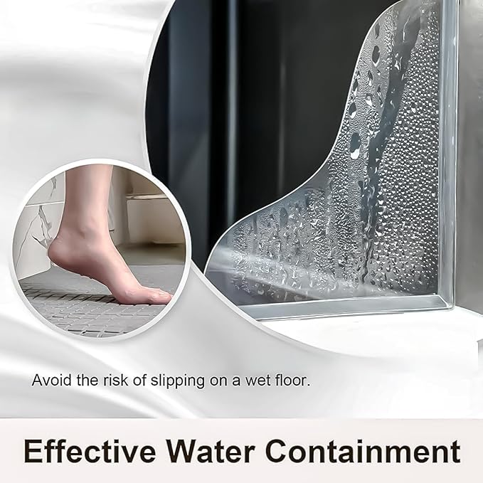Shower Splash Guard Set, Waterproof Self-Adhesive Shower Corner Splash Panels for Bathtubs and Sinks Prevents water from splashing outside the shower or bathtub 2-Piece Set (7.28 x 8.07 inches)