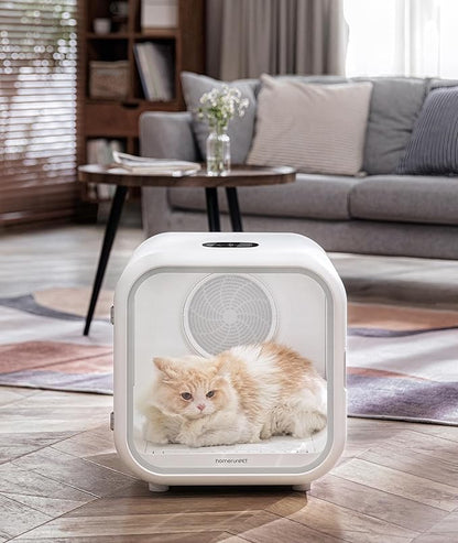 HomeRunPet Cat Dryer, 360° Efficient Automatic and Quiet Box with Smart Temperature Control, Ideal for Cats and Medium Dogs (62L Drybo Pro Pet Dryer Box)