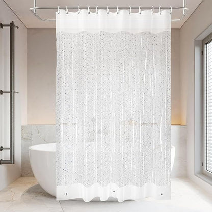 PEVA Shower Curtain, 72 x 72 Water Repellent Premium Bathroom Shower Curtain with 3 Magnetic Weights for Shower Stall, Bathtubs (Star)