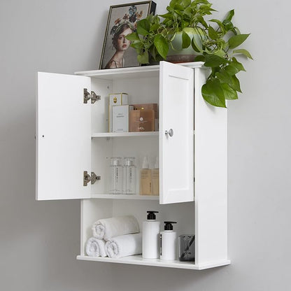 White Bathroom Wall Cabinet Over The Toilet Storage Cabinet, 24x30 Inch Wood Medicine Cabinets Wall Mounted Bathroom Cabinet with Doors for Laundry Room, Bedroom Kitchen