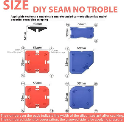 Professional Silicone Caulking Tool Kit, Reusable Silicone Profiling Kit with Sealant Finishing Tools and Caulk Removal Tools - Caulk Scraper Tool