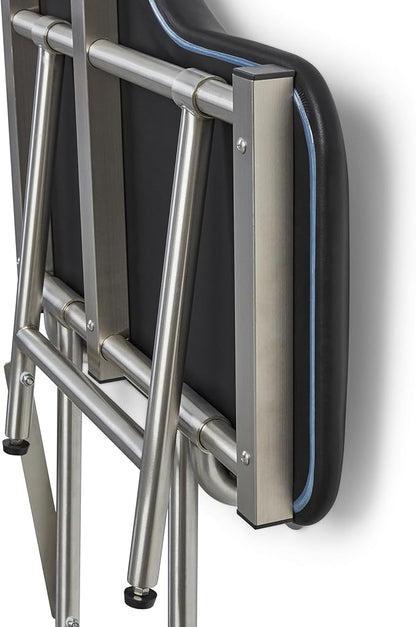 28" x 22.5" Black Padded Wall Mount Folding Right-Handed Transfer Bench Shower Seat with Legs, ADA Compliant