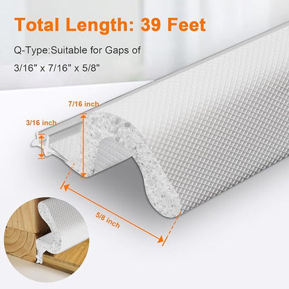 Storystore Door Weather Stripping 39 FT, Foam Kerf Weather Stripping Door Seal for Doors and Windows Insulation with Slot Card Frame