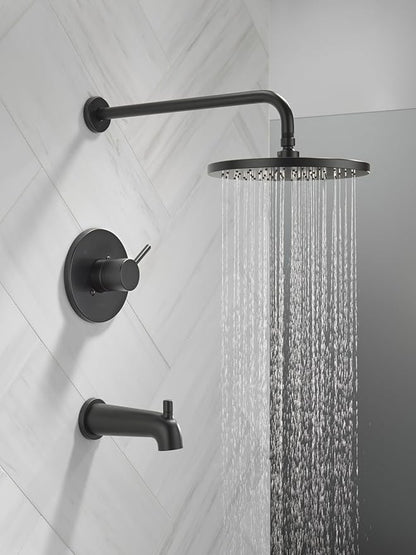 Delta Faucet Modern Raincan Round Single-Function Tub and Shower Trim Kit Black, Tub Faucet Set, Rainfall Shower Head Black, Delta Shower Trim Kit, Matte Black T14469-BL-PP (Valve Not Included)
