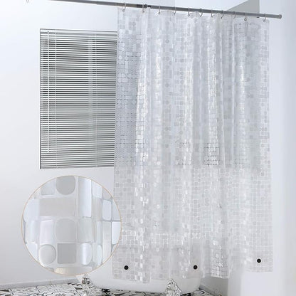 WELTRXE Extra Long Shower Curtain Liner, 72 x 78 Inch EVA 8G Waterproof Plastic Bathroom Shower Curtain with 3 Magnets, Heavy Duty, No Smell, Chlorine Free with 12 Hooks
