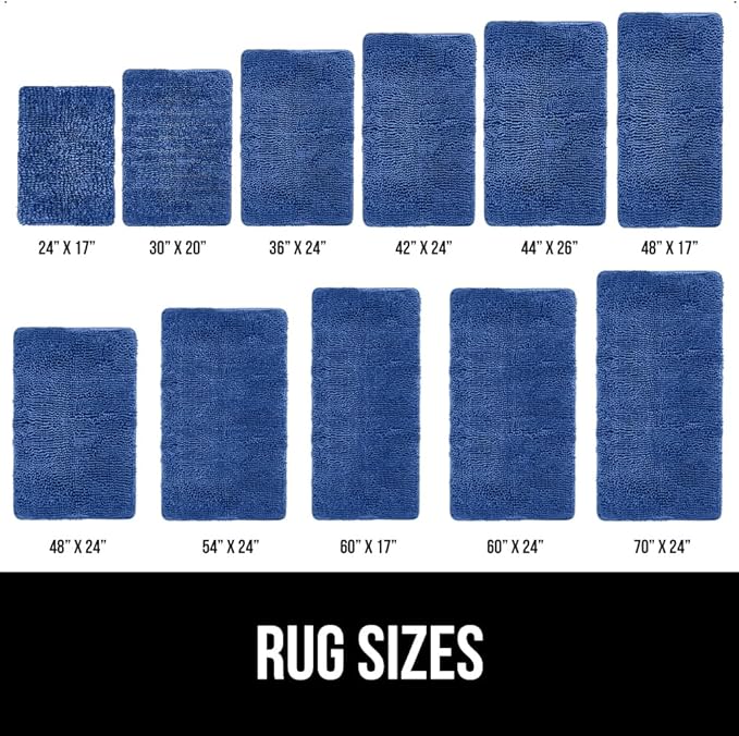 GORILLA GRIP Bath Rug Mat, Soft Absorbent Chenille, Quick Dry Microfiber Mats, Rubber Backing Washable Shower Floor Rugs, Bathmat Runner, US Designed Bathroom Home Decor Accessories 24x17 Royal Blue