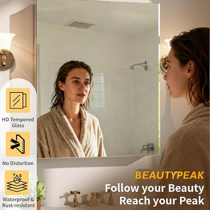 BEAUTYPEAK 20 x 24 Inch Medicine Cabinet with Mirror, Wall Mounted Bathroom Mirror Cabinet, Medicine Cabinet Mirror with Storage & Adjustable Shelves