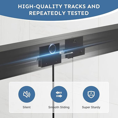60" x 72" Frameless Sliding Shower Door, 6mm (1/4") Tempered Glass, Heavy-Duty 304 Stainless Steel Rollers & Handle, Adjustable 56-60" Width, No-Leak F-Type + Bubble Seals
