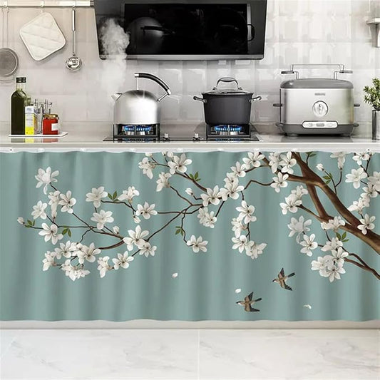 SK Studio Short Curtains for Kitchen, Cabinet Shelf Dust-Proof Blackout Tier Cafe Curtain Under Sink Skirt for Bathroom Laundry Room Style 1, 15.7" W x 31.5" H