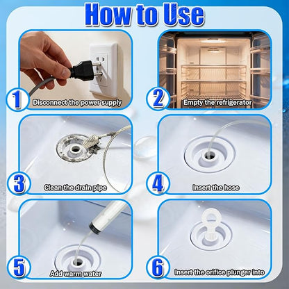 Refrigerator Drain Cleaning Tools Set, Fridge Water Line Cleaner Brush, Refrigerator Drain Accessories（19 Pcs）