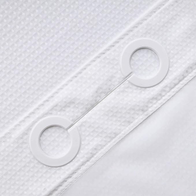 River Dream Stall Heavyweight No Hooks Required Dotted Waffle Weave Shower Curtain with Snap in Liner- 54W x 80H,Hotel Grade,Spa Like Bath Curtain,White