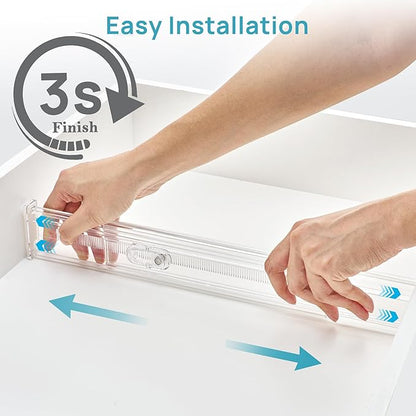 Vtopmart 12 Pack 2.36" Short Upgrade Drawer Dividers for Kitchen Drawer, 12.8"-22.3" Expandable Kitchen Drawer Organizer, Clear Plastic Organizer Separator for Flatware, Utensil, Cutlery, Underwear